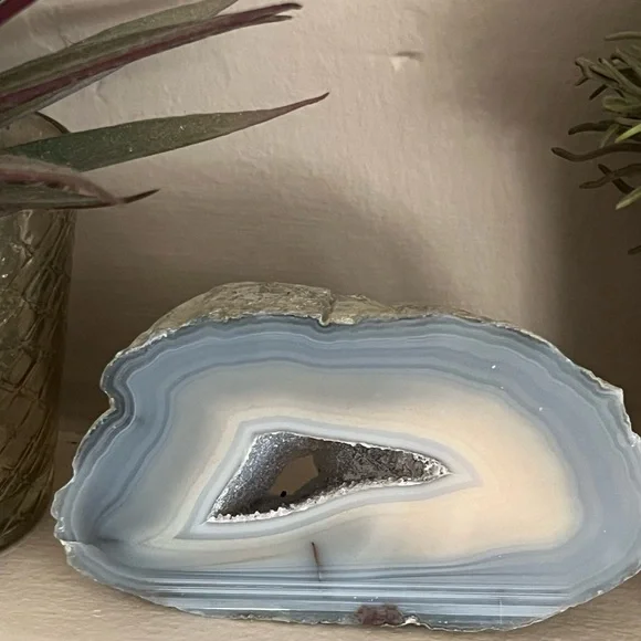 Natural Banded Agate Geode Slice - Picture 8 of 15